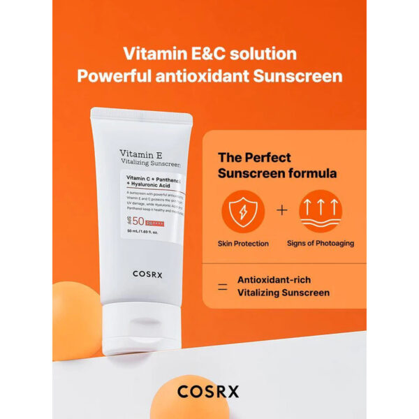 ضدآفتاب  ویتامین E کوزارکس COSRX Vitamin E Vitalizing Sunscreen SPF 50 PA ++++ - Image 2