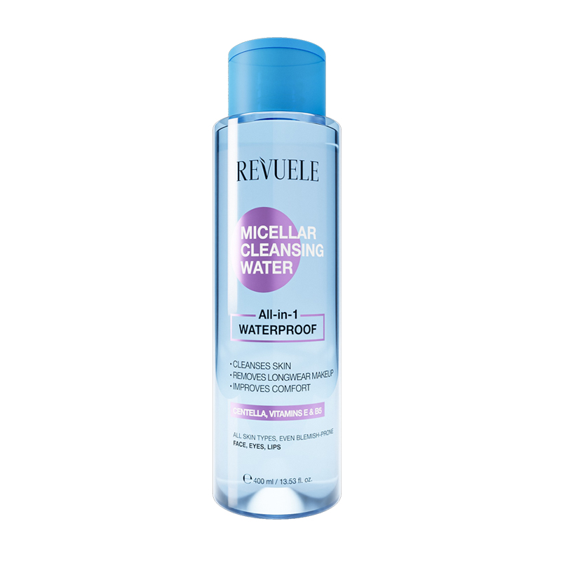 micellar-water-1 میسلار واتر پاککننده آرایش ضدآب رووله REVUELE MICELLAR CLEANSING WATER ALL-IN-1 WATERPROOF - Image 1