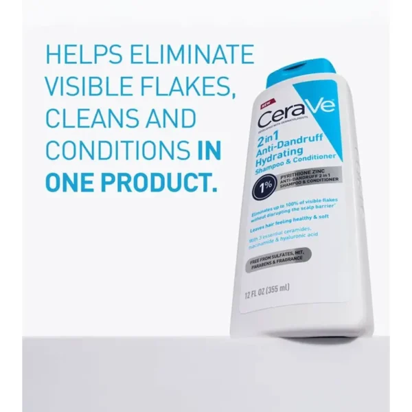 شامپو و نرم‌کننده ۲ در ۱ ضد شوره و مرطوب‌کننده سراوی CeraVe 2-in-1 Anti-Dandruff Hydrating Shampoo and Conditioner - Image 2