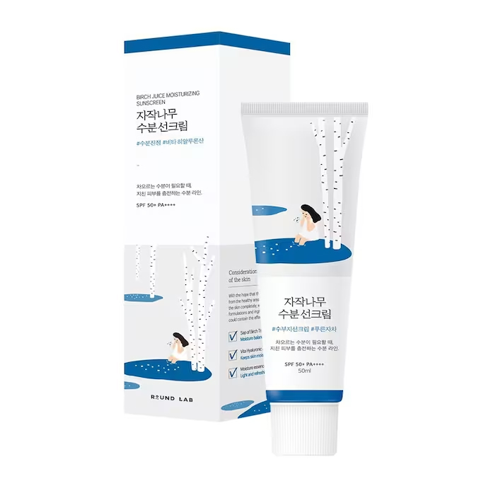 1 کرم ضد آفتاب مرطوب کننده راند لب ROUND LAB Birch juice moisturizing sunscreen SPF50+ - Image 1